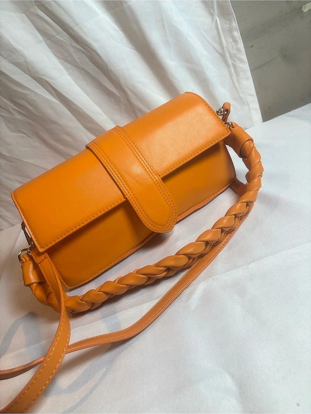 Orange Braided Strap Crossbody Bag Like New